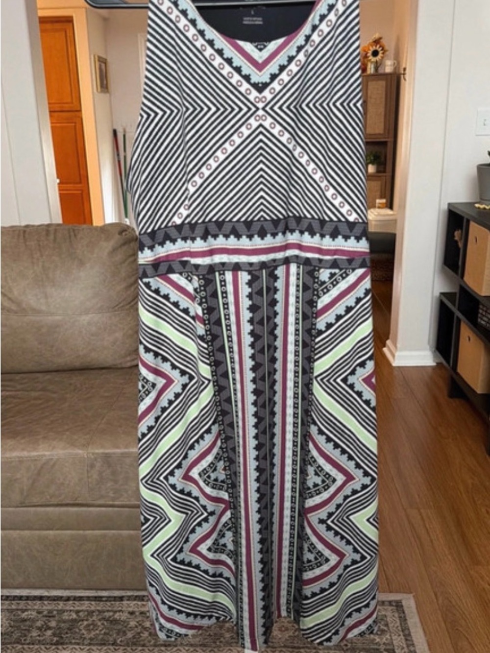 Prana Sleeveless Geometric Print Midi Dress Size Medium